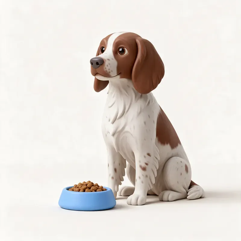 Spaniel francés: a la hora de comer (ilustración)