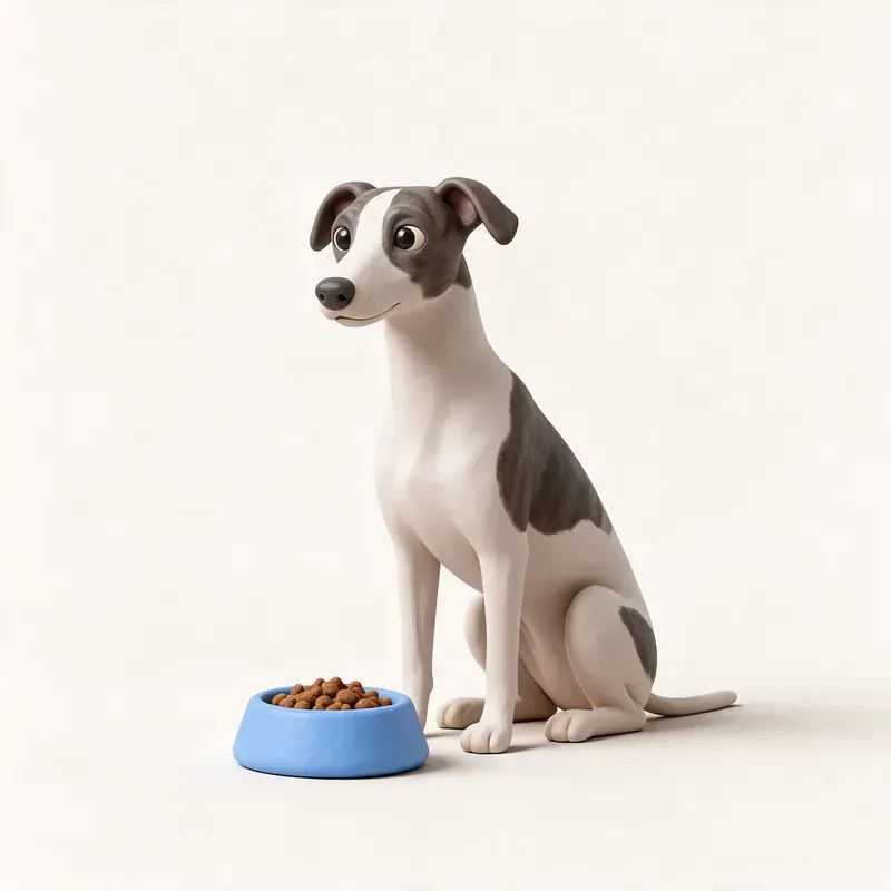 Whippet: a la hora de comer (ilustración)