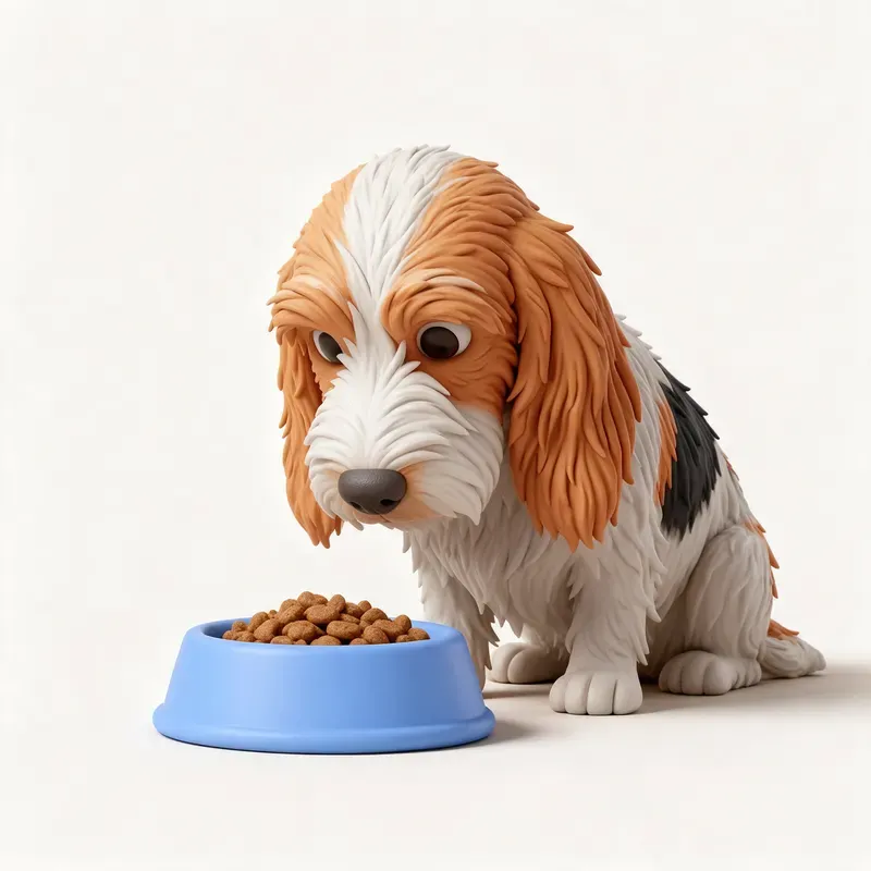 Gran basset grifón vendeano: a la hora de comer (ilustración)
