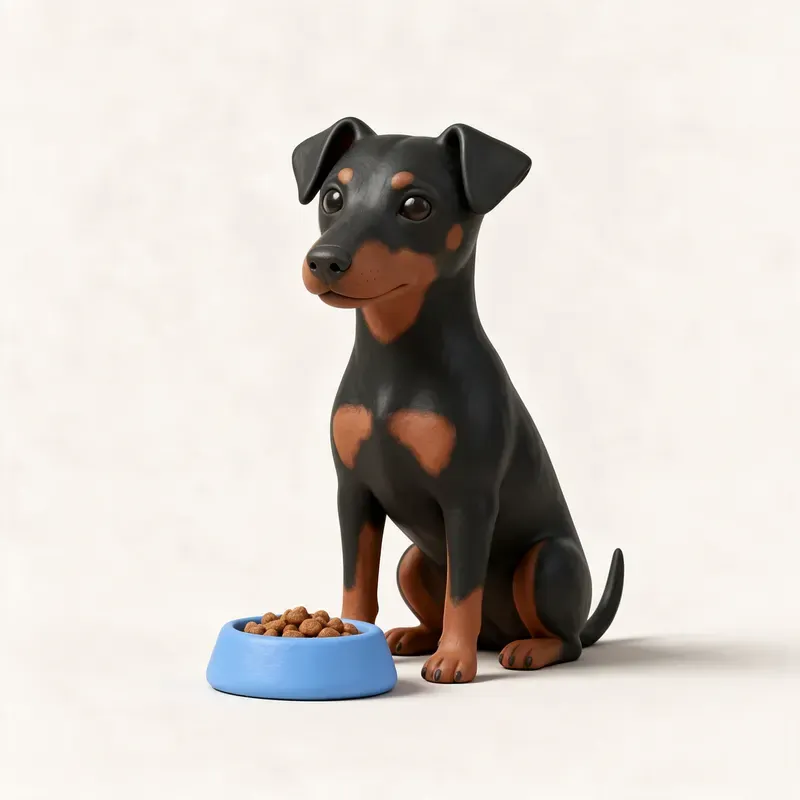 Manchester terrier: a la hora de comer (ilustración)