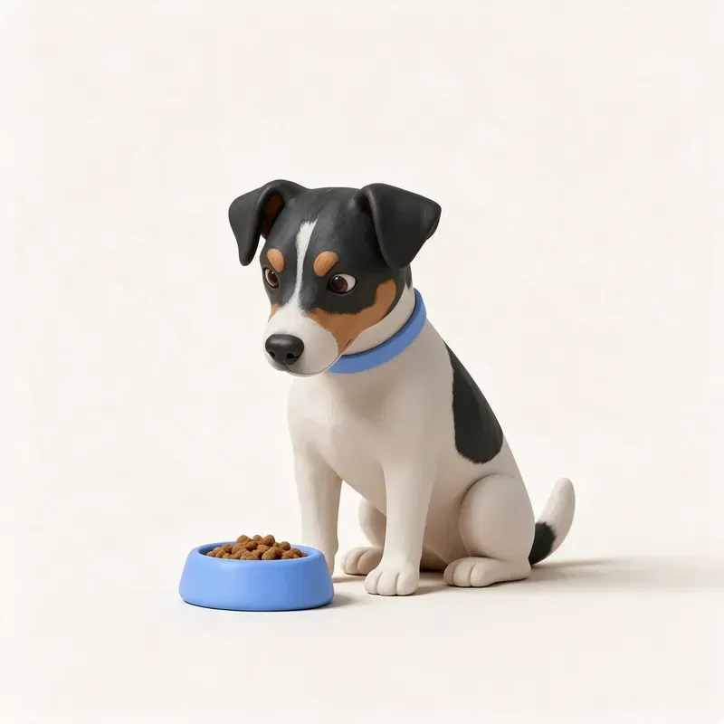 Perro de granja danés-sueco: a la hora de comer (ilustración)
