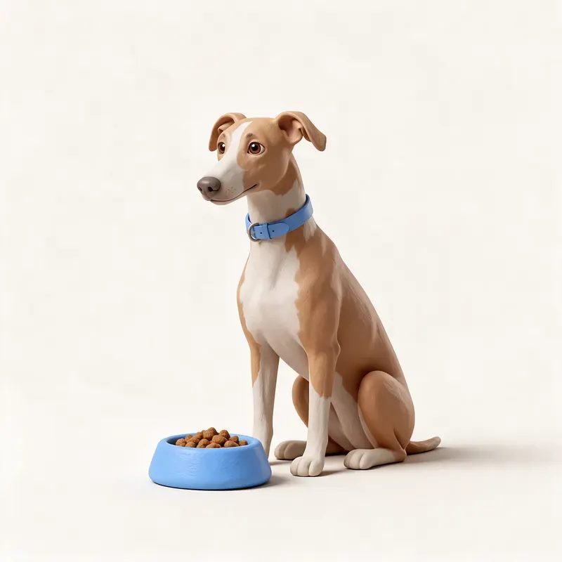 Galgo inglés (Greyhound): a la hora de comer (ilustración)