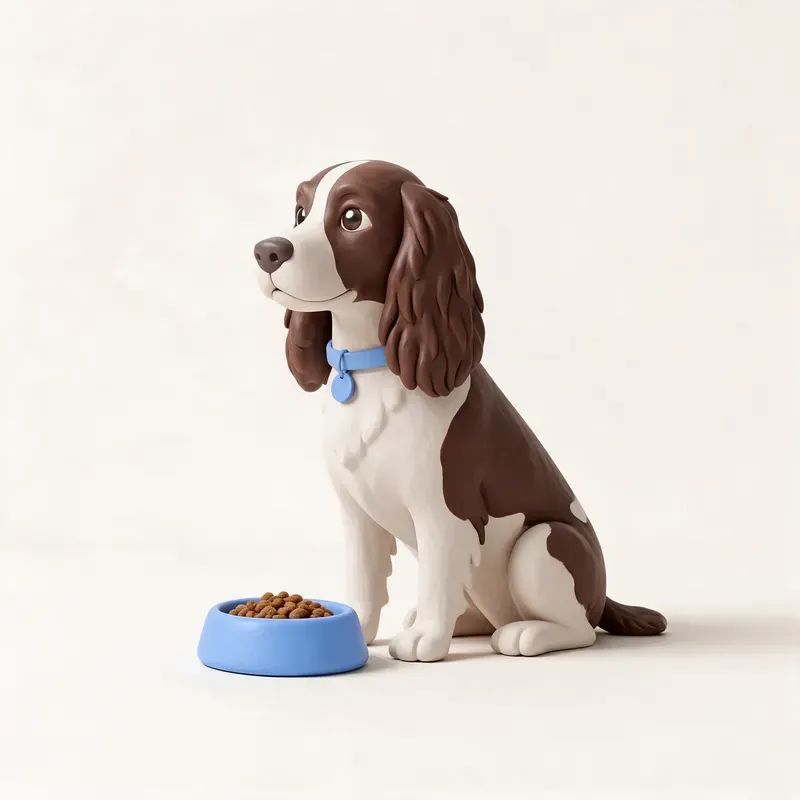 Springer spaniel inglés: a la hora de comer (ilustración)