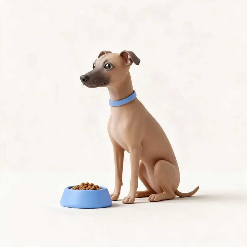 Galgo italiano: a la hora de comer (ilustración)