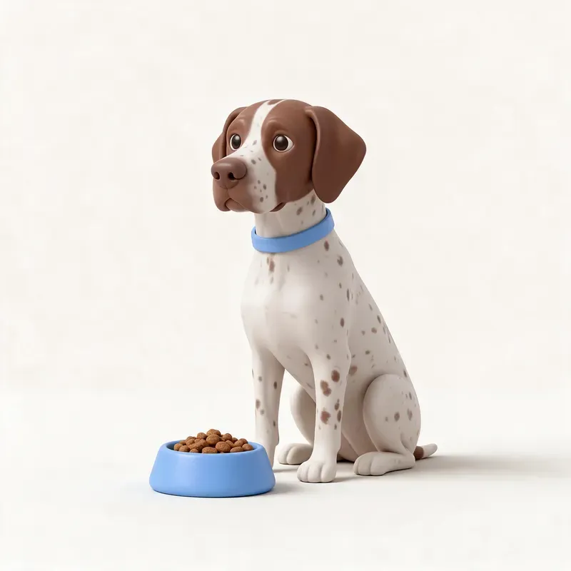 Perro de muestra danés antiguo: a la hora de comer (ilustración)