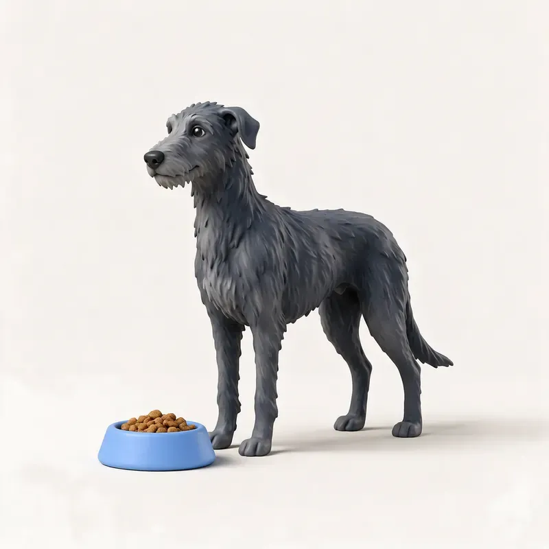 Lebrel escocés (Deerhound): a la hora de comer (ilustración)