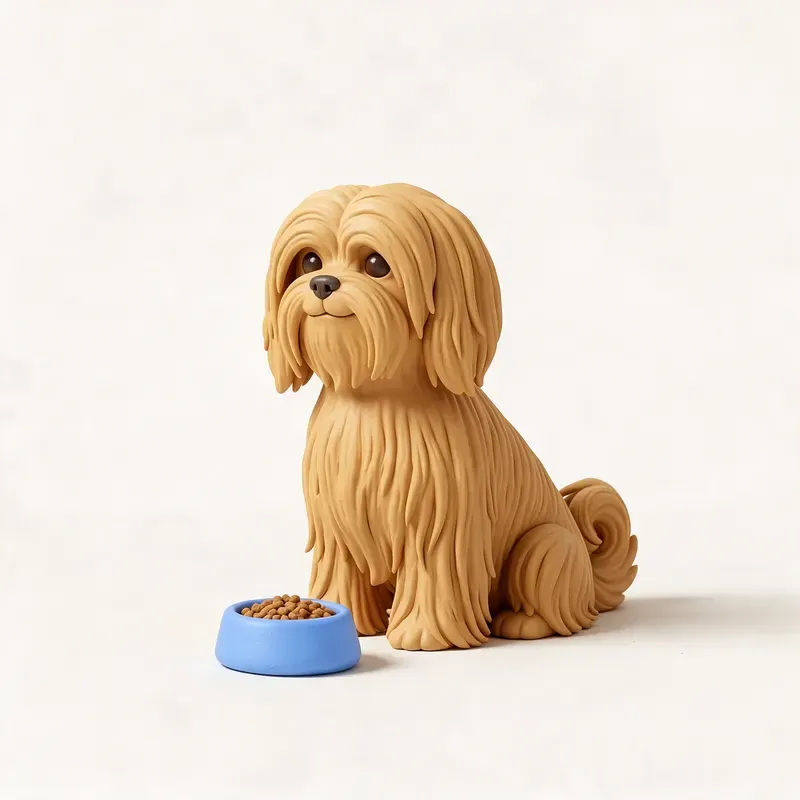 Lhasa apso: a la hora de comer (ilustración)