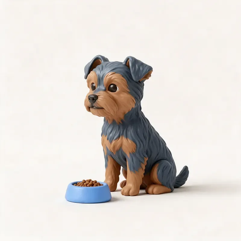 Morkie: a la hora de comer (ilustración)