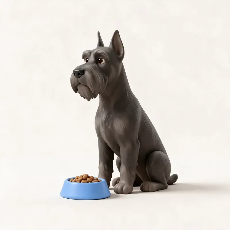 Schnauzer gigante: a la hora de comer (ilustración)