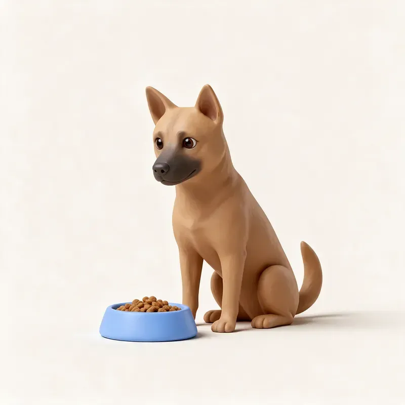 Perro de Taiwán: a la hora de comer (ilustración)