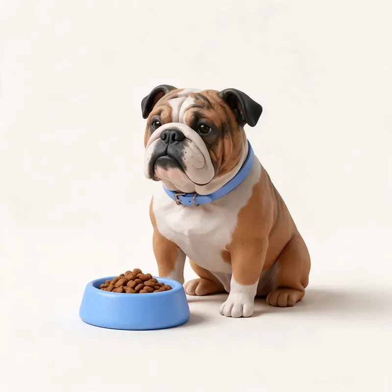 Bulldog inglés: a la hora de comer (ilustración)