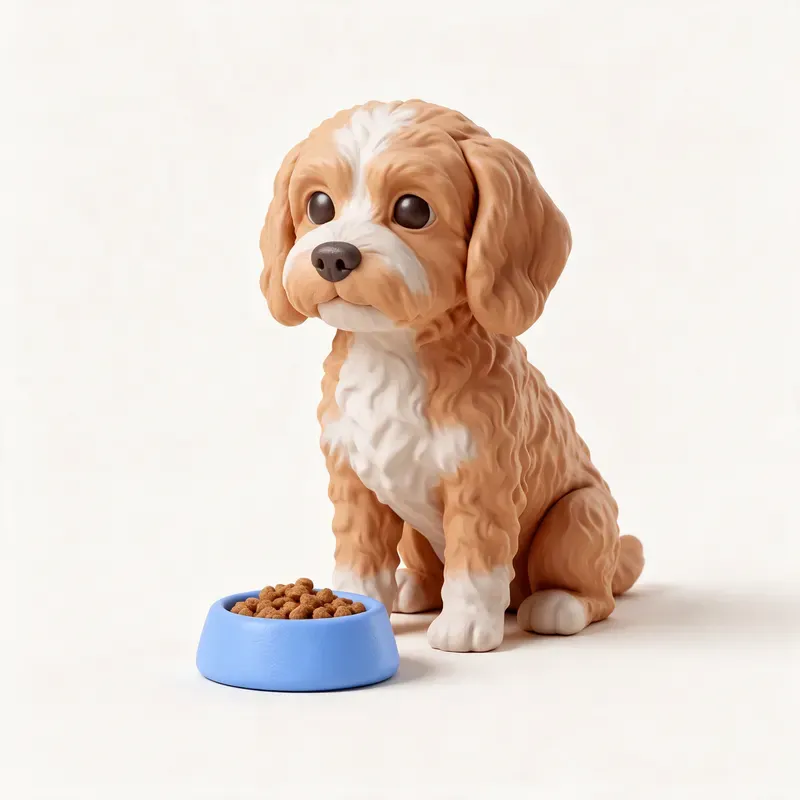Cavapoo: a la hora de comer (ilustración)