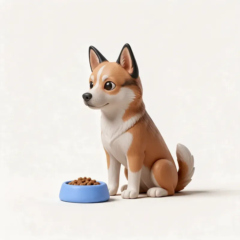Lundehund noruego: a la hora de comer (ilustración)