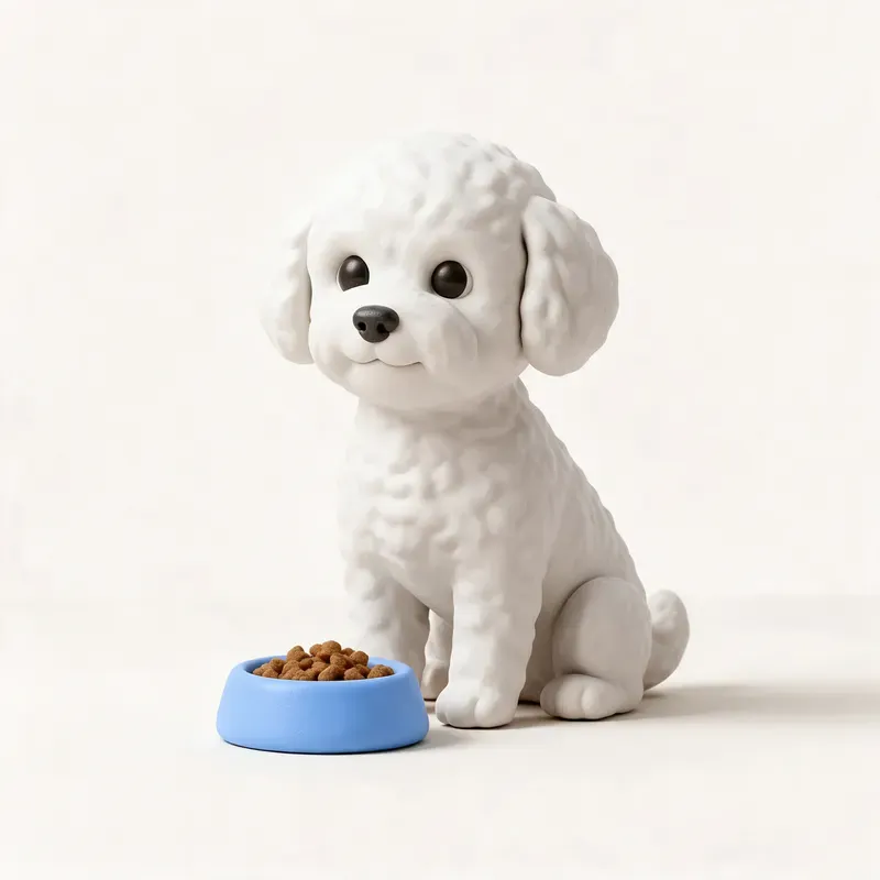 Bichón frisé: a la hora de comer (ilustración)