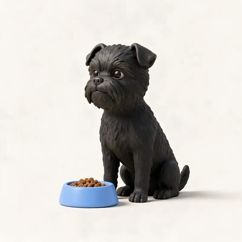 Affenpinscher: a la hora de comer (ilustración)