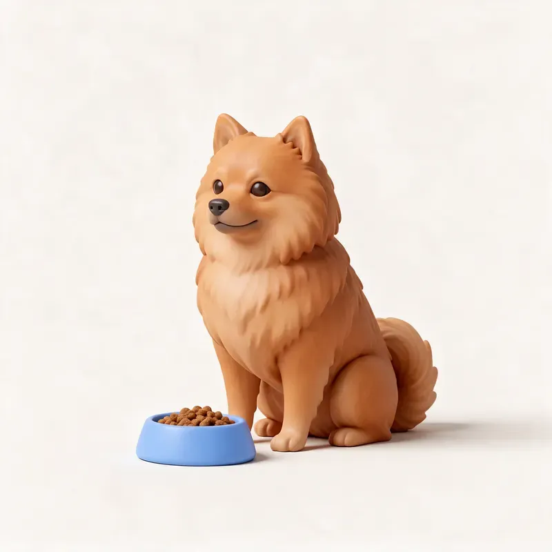Spitz alemán: a la hora de comer (ilustración)