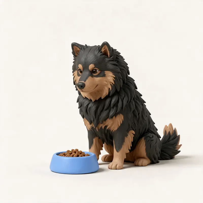 Lapphund finlandés: a la hora de comer (ilustración)
