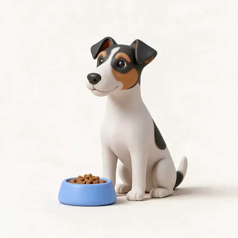 Fox terrier de pelo liso: a la hora de comer (ilustración)