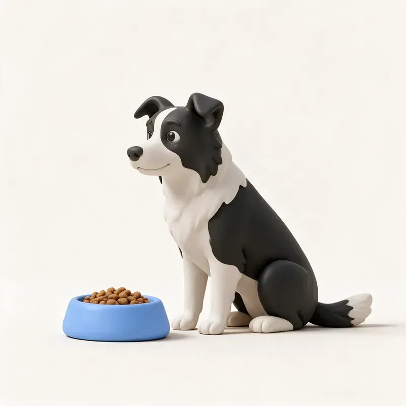Border collie: a la hora de comer (ilustración)