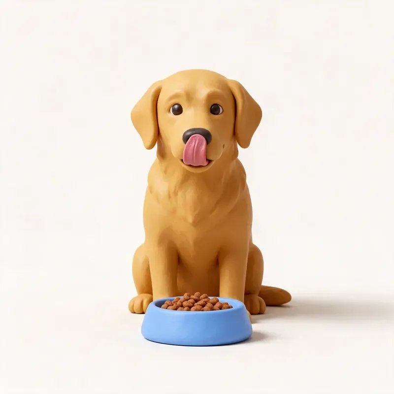 Golden retriever: a la hora de comer (ilustración)