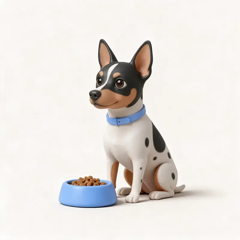 Rat terrier americano: a la hora de comer (ilustración)