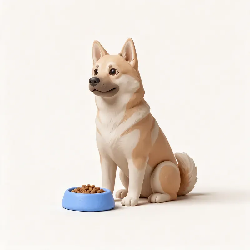 Buhund noruego: a la hora de comer (ilustración)