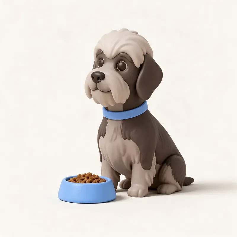 Dandie Dinmont terrier: a la hora de comer (ilustración)