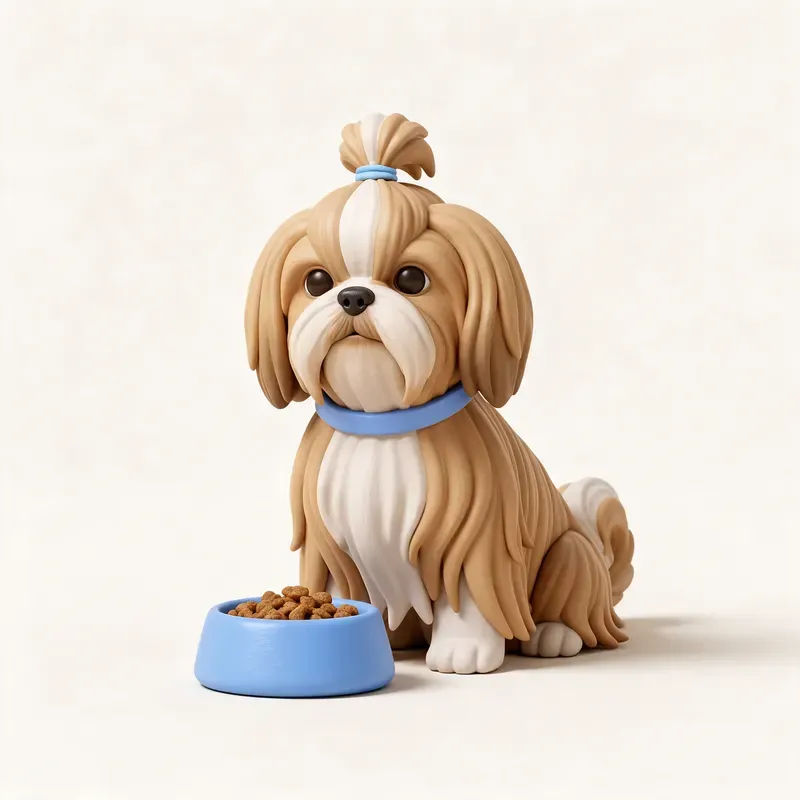 Shih tzu: a la hora de comer (ilustración)