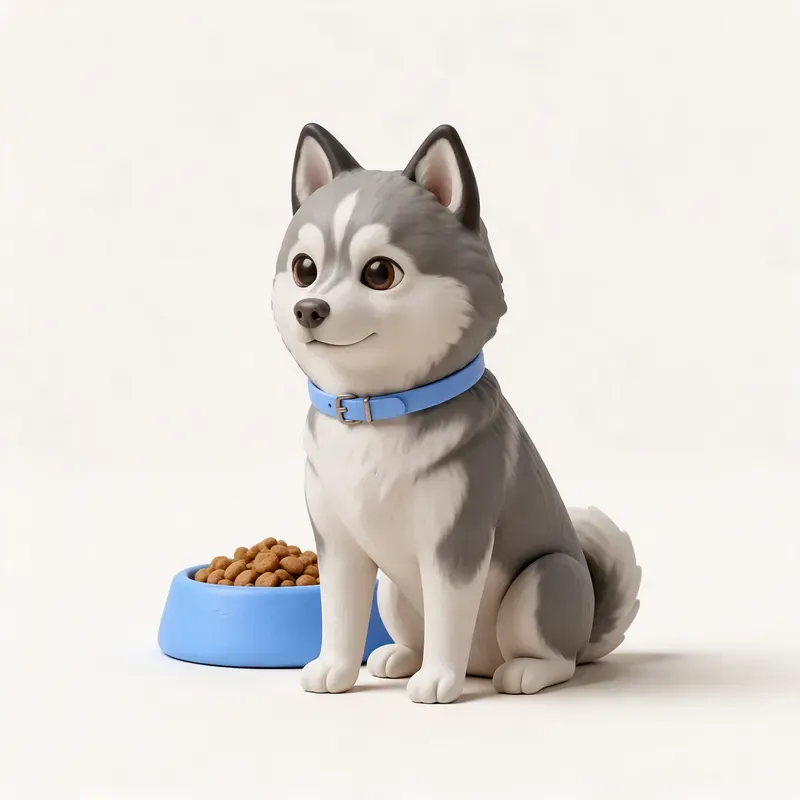 Pomsky: a la hora de comer (ilustración)
