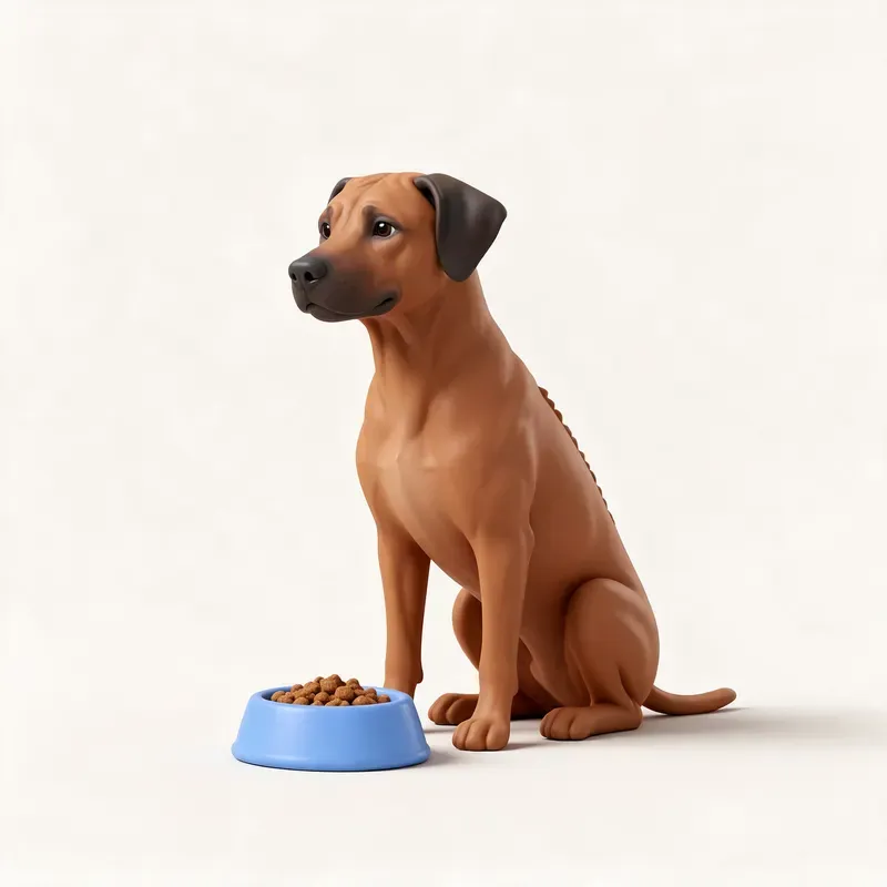 Rhodesian ridgeback: a la hora de comer (ilustración)