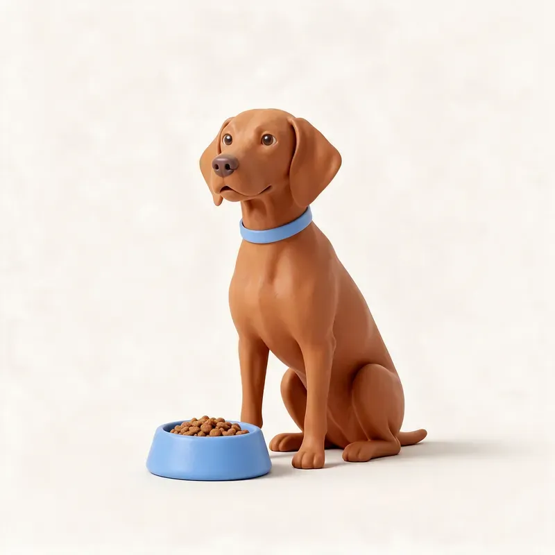 Braco húngaro (vizsla): a la hora de comer (ilustración)