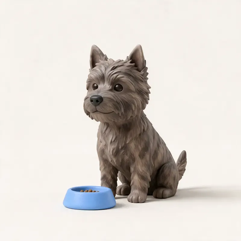 Cairn terrier: a la hora de comer (ilustración)