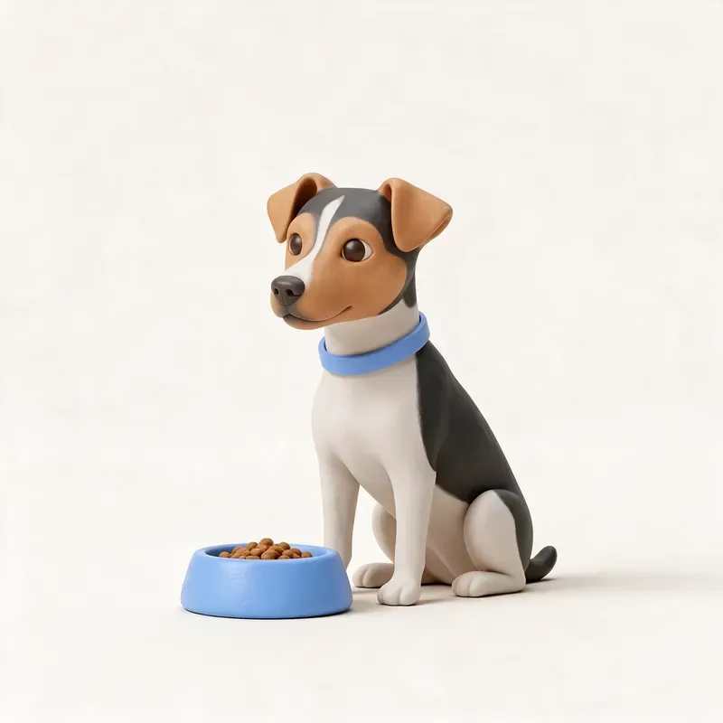 Terrier brasileño: a la hora de comer (ilustración)