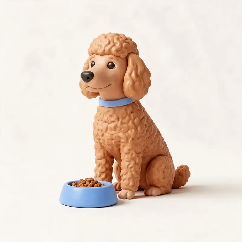Caniche: a la hora de comer (ilustración)