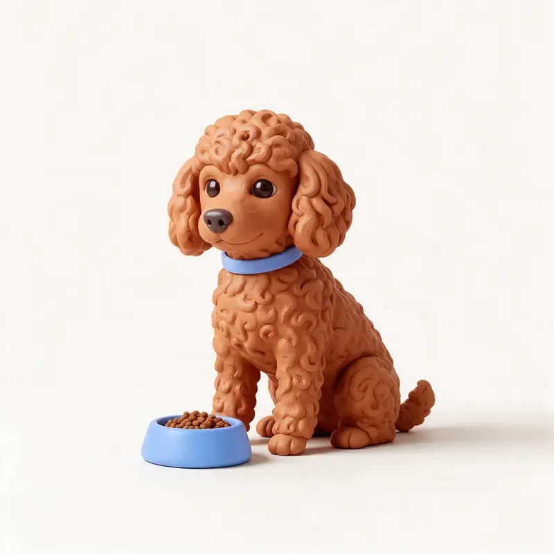 Caniche toy: a la hora de comer (ilustración)