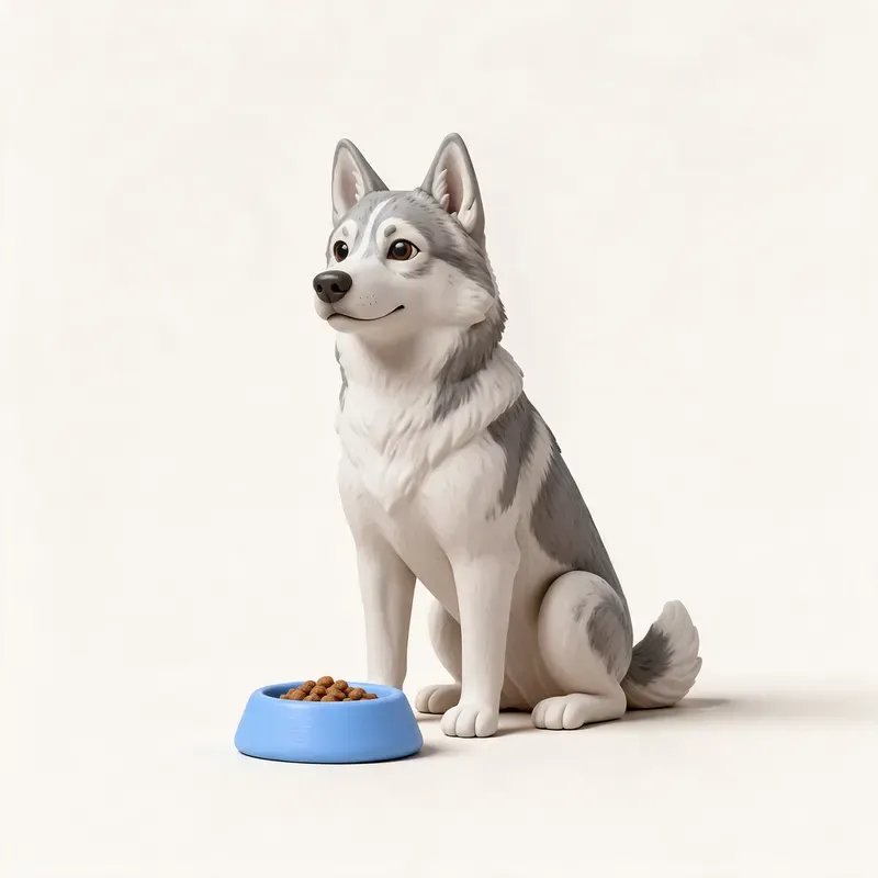 Laika de Siberia occidental: a la hora de comer (ilustración)