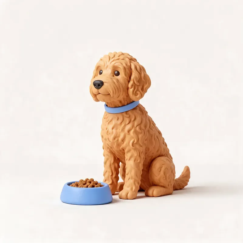 Labradoodle: a la hora de comer (ilustración)