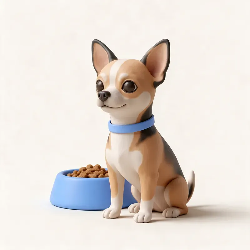 Chihuahua: a la hora de comer (ilustración)