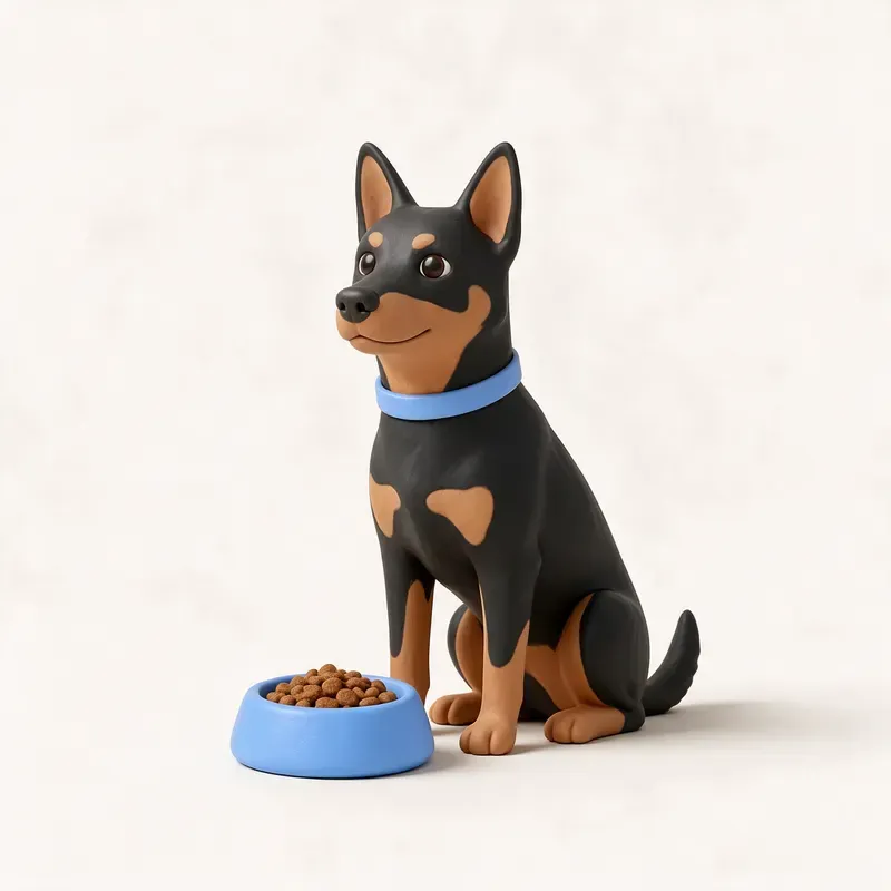 Kelpie australiano: a la hora de comer (ilustración)