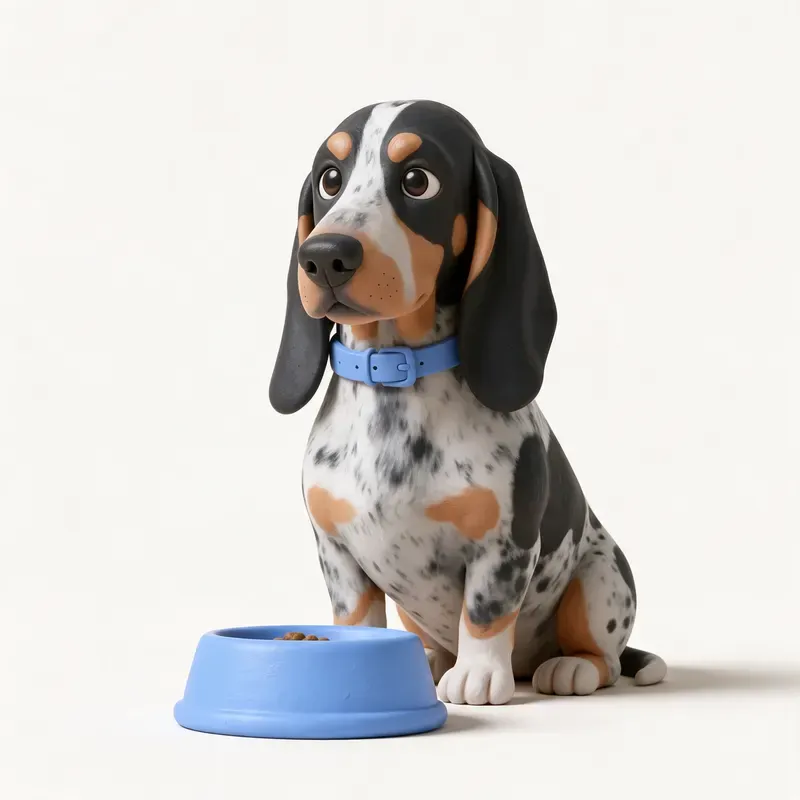 Basset azul de Gascuña: a la hora de comer (ilustración)