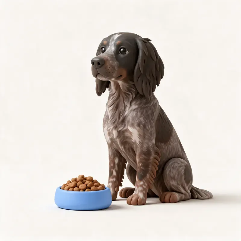 Spaniel picardo: a la hora de comer (ilustración)