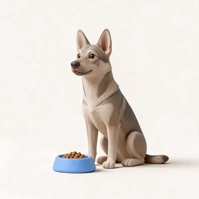 Perro lobo de Saarloos: a la hora de comer (ilustración)
