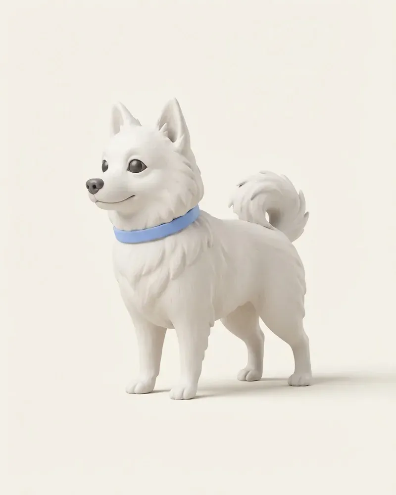 Ilustración 3D de un american eskimo dog