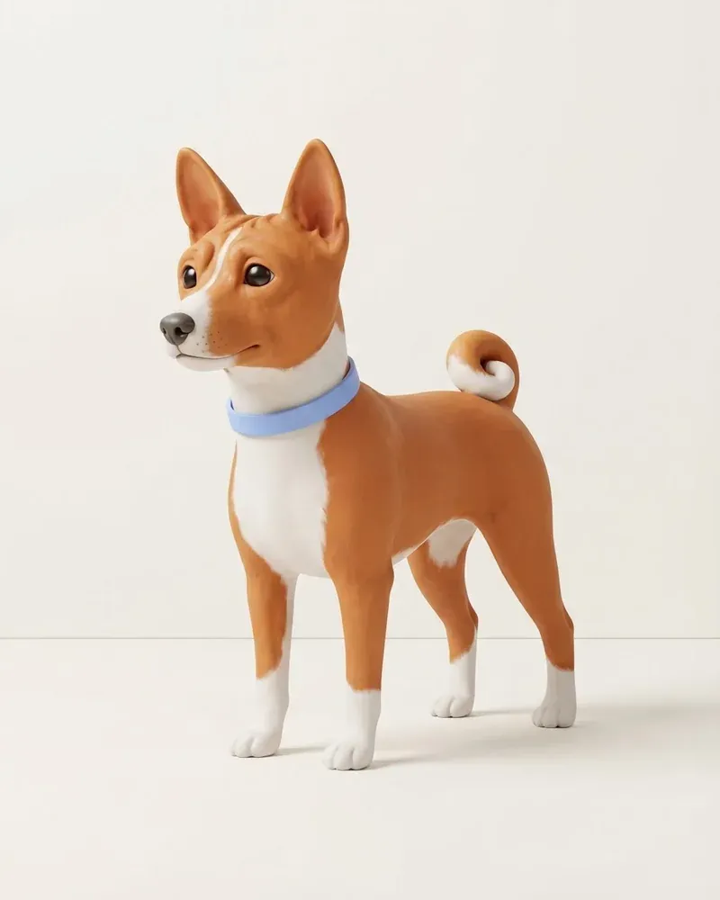 Ilustración 3D de un basenji