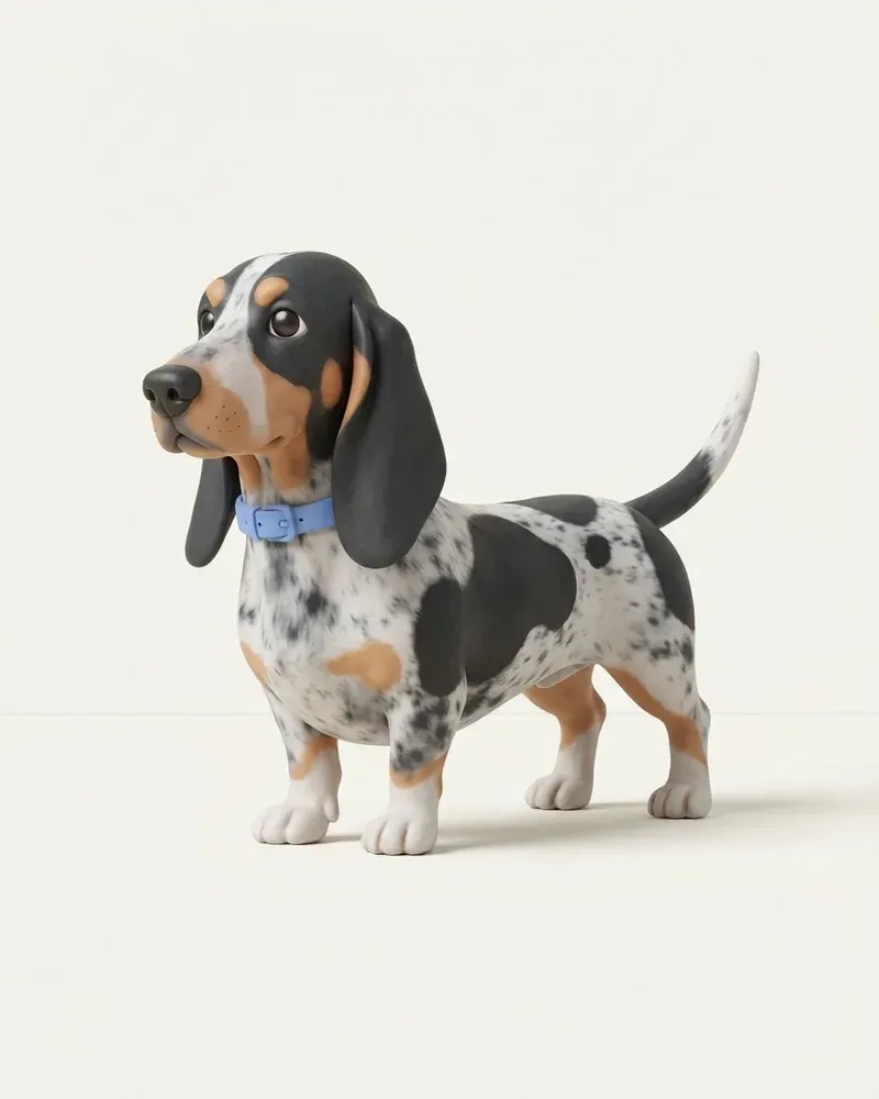Ilustración 3D de un basset azul de gascuña
