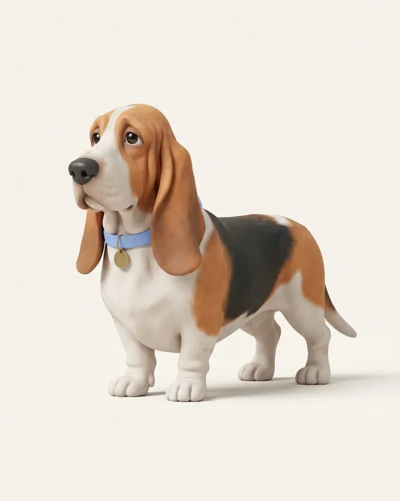 Ilustración 3D de un basset hound