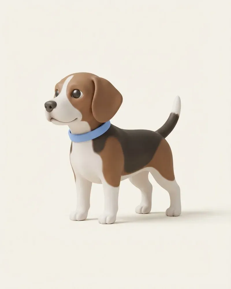 Ilustración 3D de un beagle
