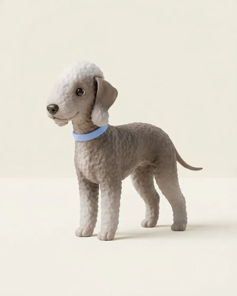 Ilustración 3D de un bedlington terrier