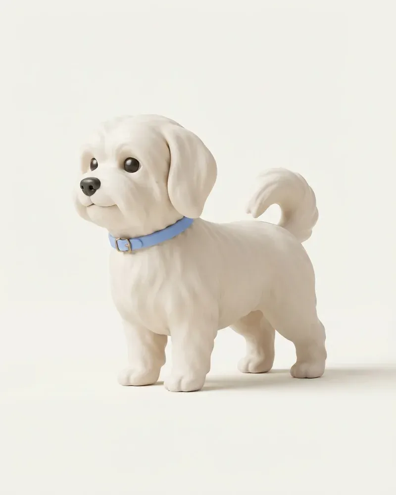 Ilustración 3D de un bichón boloñés