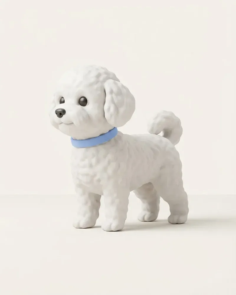 Ilustración 3D de un bichón frisé